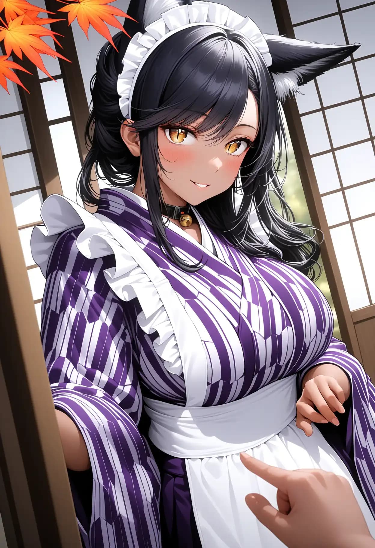 「和メイドの格好(パン屋の制服にしてるらしい?)着替えなかったの?😅」
今日はいつもより動いておらんしの😊
近寄って匂い嗅いでみぃ?!😏💓
…というのは冗談じゃ😜
主どのの為に着替えたんじゃよ😘💕
#ジャッカル娘 #和メイド #矢絣 #矢絣袴 #袴 #惠體 #刑事π #魅惑の腰つき #刑事Siri #DaysAI